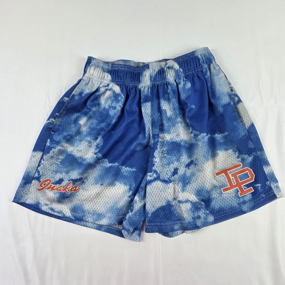 Inaka Power Shorts Mens Medium Blue Mesh Tie Dye Athletic Gym Running Workout